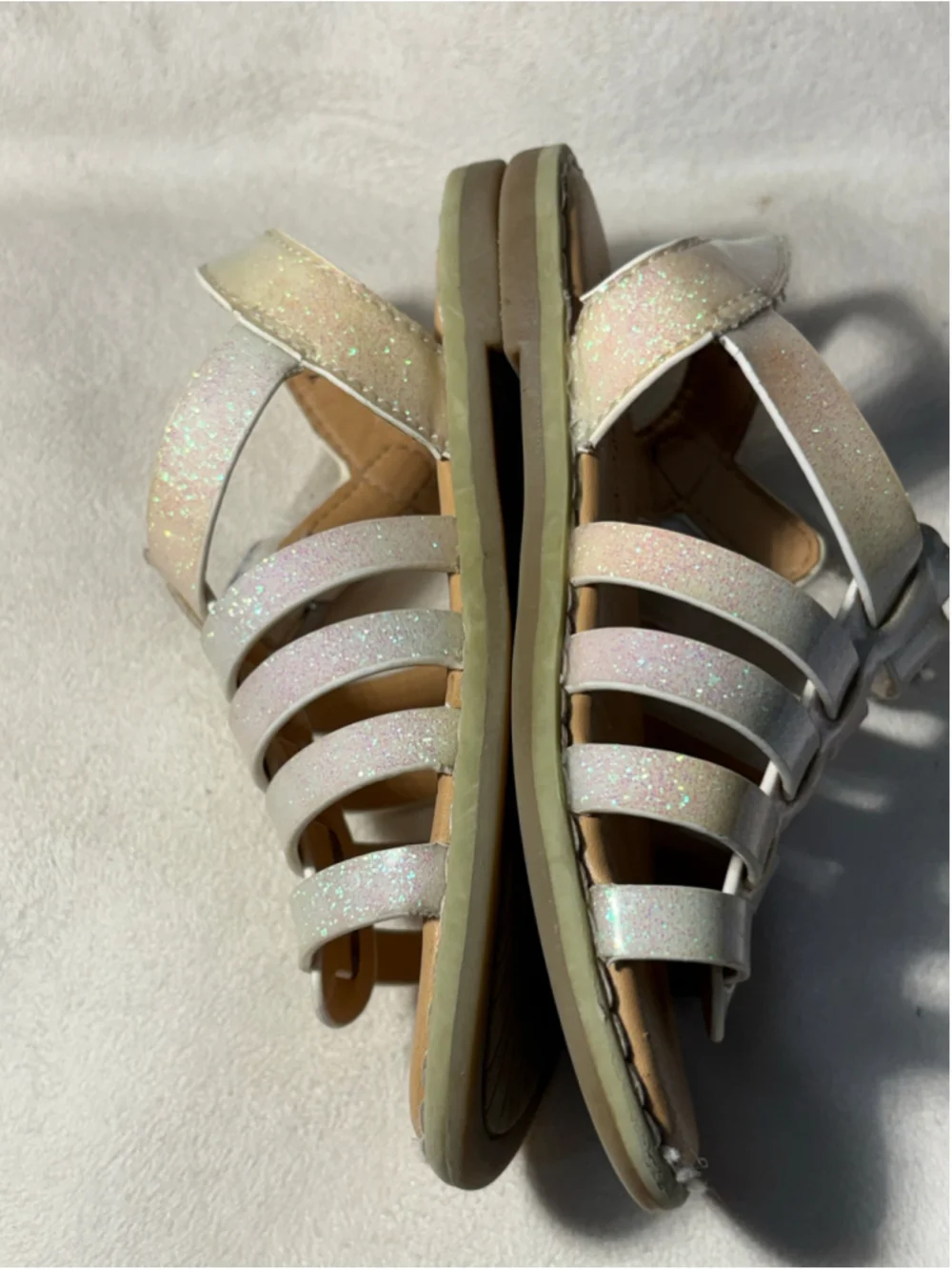 Cat & Jack Baby Girl Glitter Gladiator Sandals Size 7 White